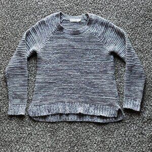 Grey And Multi Colored Striped Sweater, Faded Glory Ribbed Pullover, Size medium